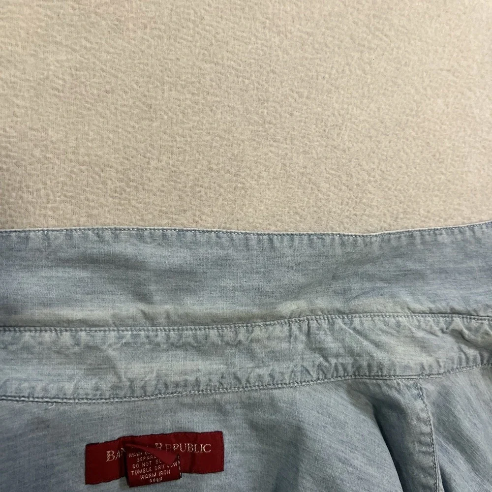 Vintage Banana Republic Denim Chambray Shirt Men's Large Light Wash Blue Y2K 90s